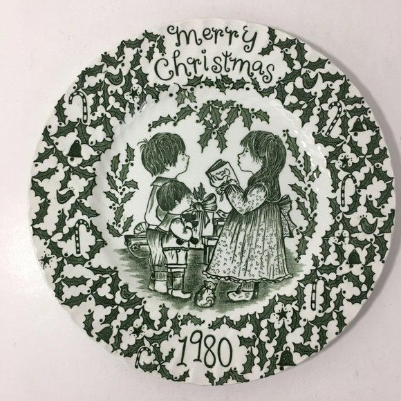 Other - 1980 Royal Crownford Christmas Plate Green Norma Sherman Staffordshire England